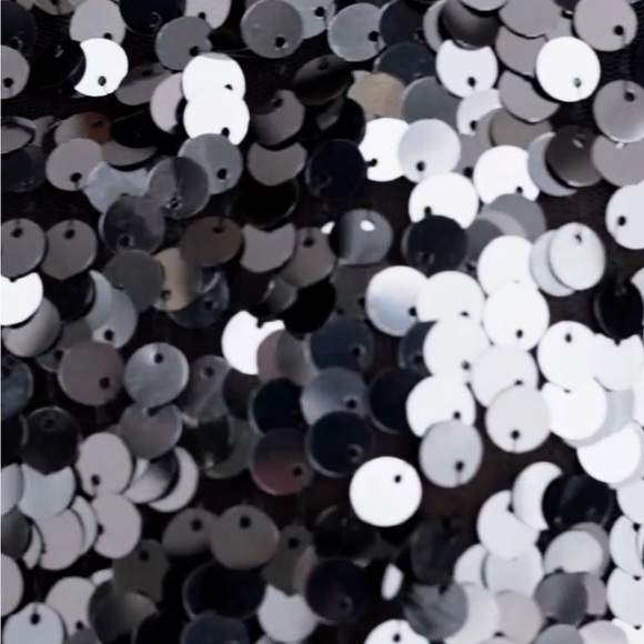 DNKY Sequin Black and Silver Ombré Women's Tank Top With Embellished Markings - Picture 3 of 7